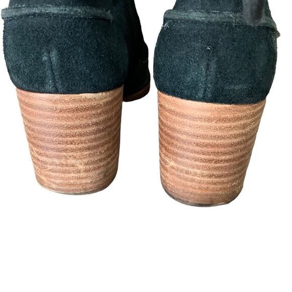 UGG Women's Kirke Suede Stacked Heel Booties Real Shearling Trim Black Size 7 - Picture 6 of 12